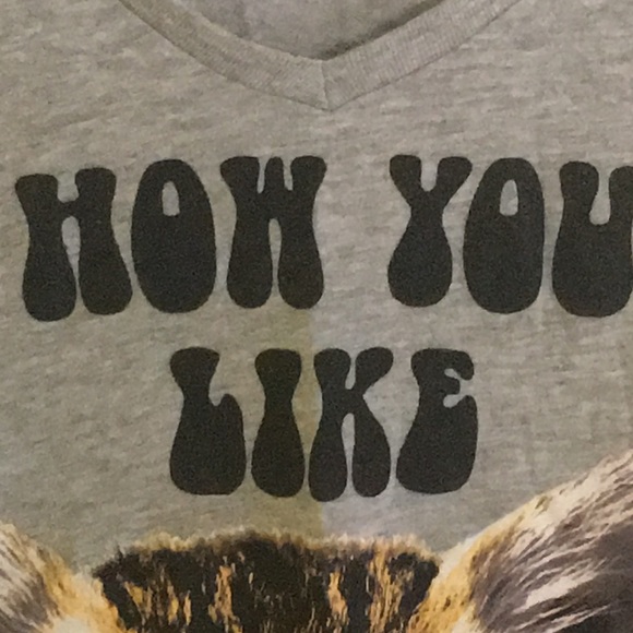 Stranded Gray Cat Graphic V-Neck Size S - Picture 5 of 6